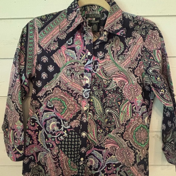 Lauren Ralph Lauren Non Iron Vibrant Paisley Blouse in size XS - Picture 1 of 10